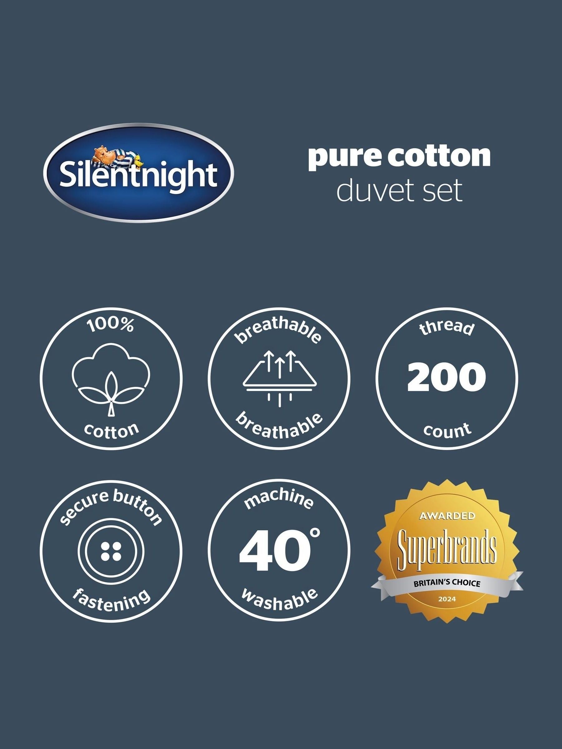Silentnight white pure cotton duvet set (British brand)