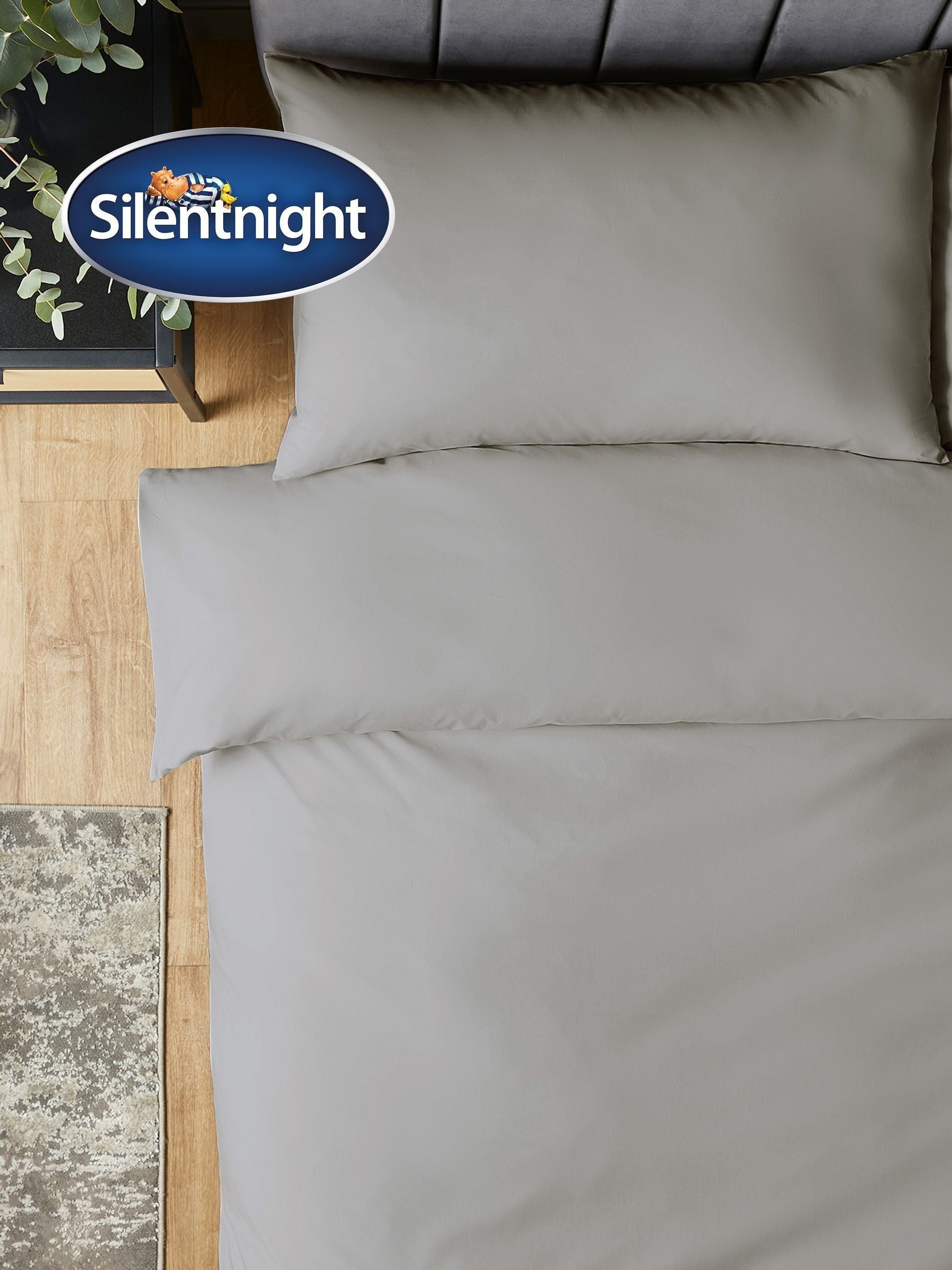Silentnight Light Grey Pure Cotton Duvet Set (British brand)