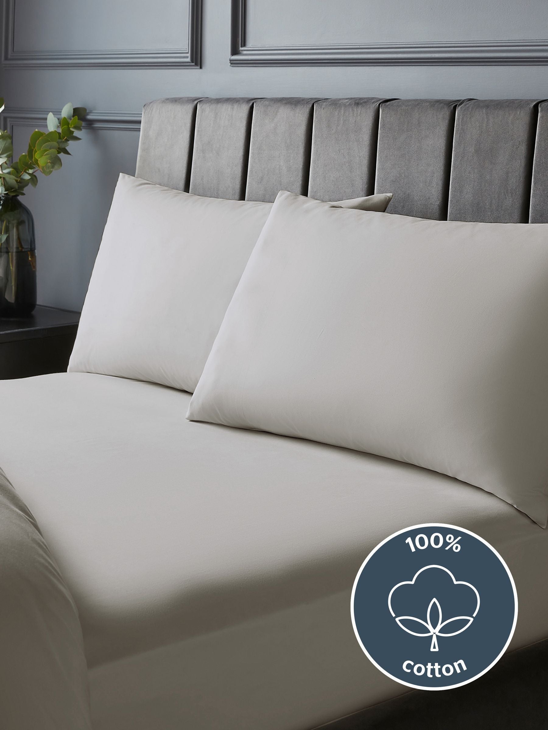Silentnight light grey pure cotton 40cm extra deep fitted sheet (British brand)