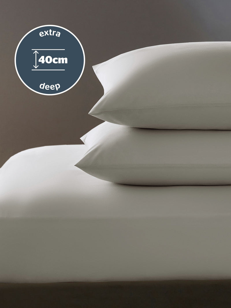 Silentnight light grey pure cotton 40cm extra deep fitted sheet (British brand)