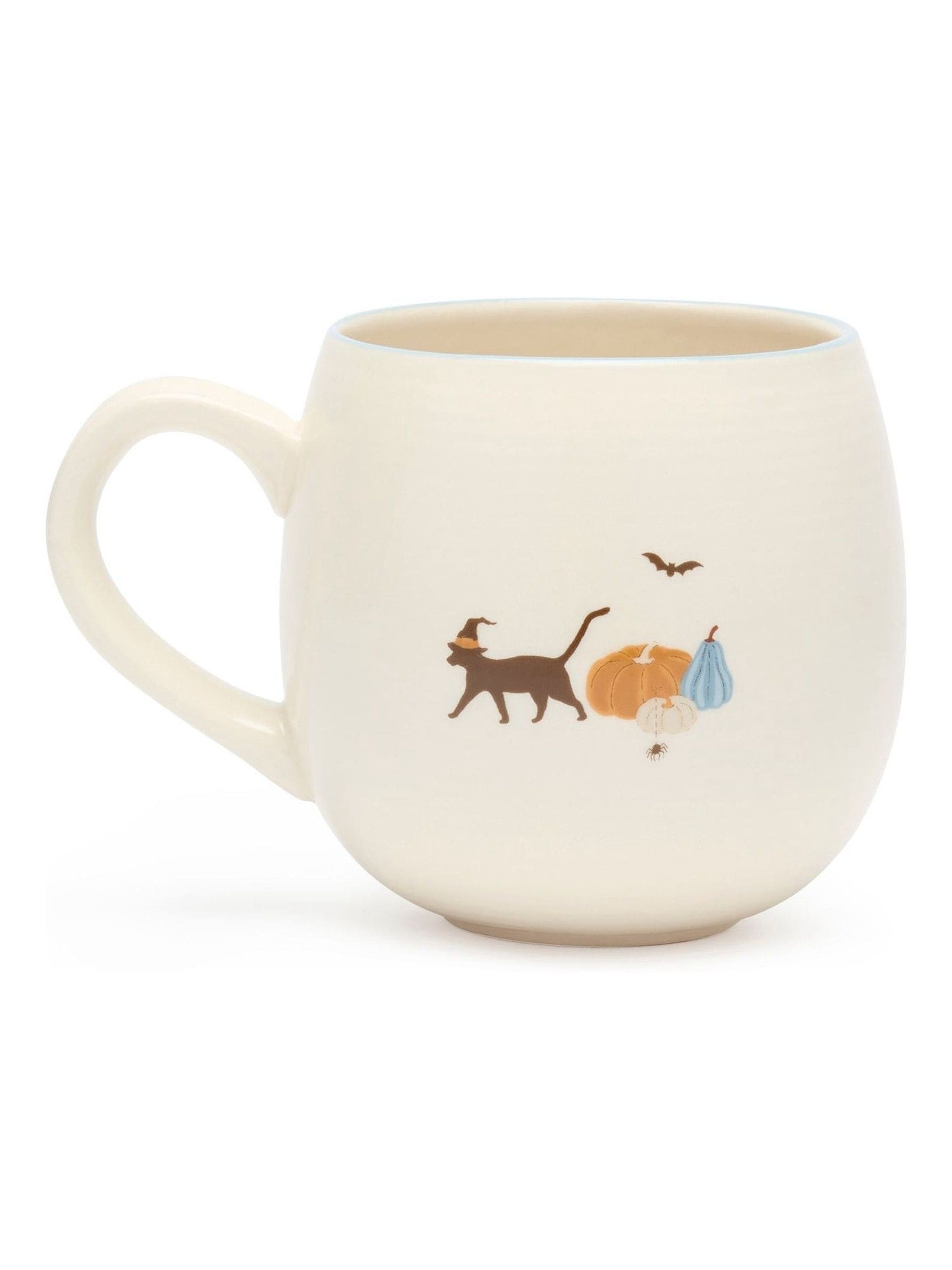 Sophie Allport Soft Teal Paws & Pumpkins stoneware mug 500ml (British brand)