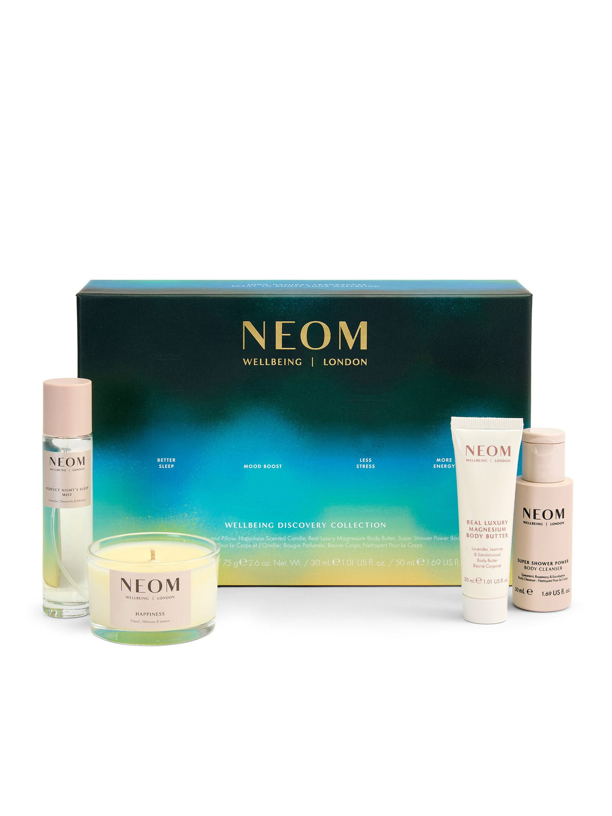 NEOM Christmas Wellbeing Discovery Collection gift set, imported from the UK