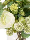 Gallery Home green natural rose and eucalyptus floral arrangement in glass vase, UK version
