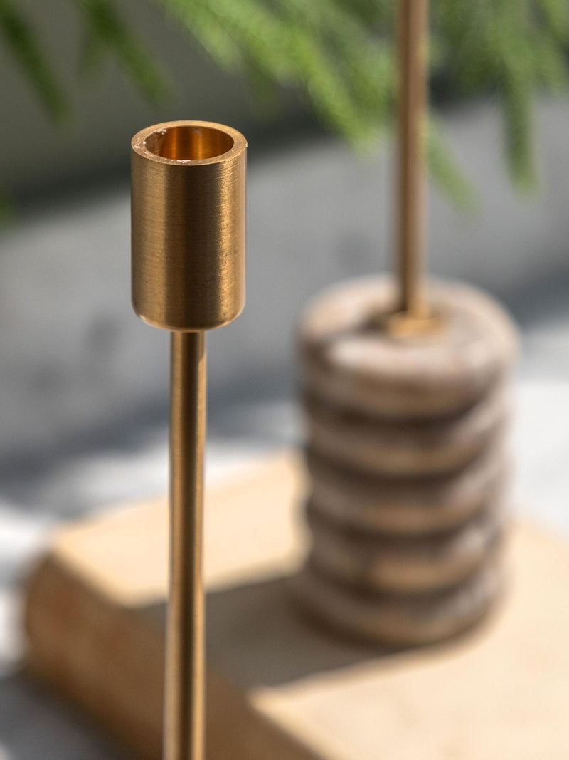 Gallery Home Set of 2 Natural Marble Candle Sticks