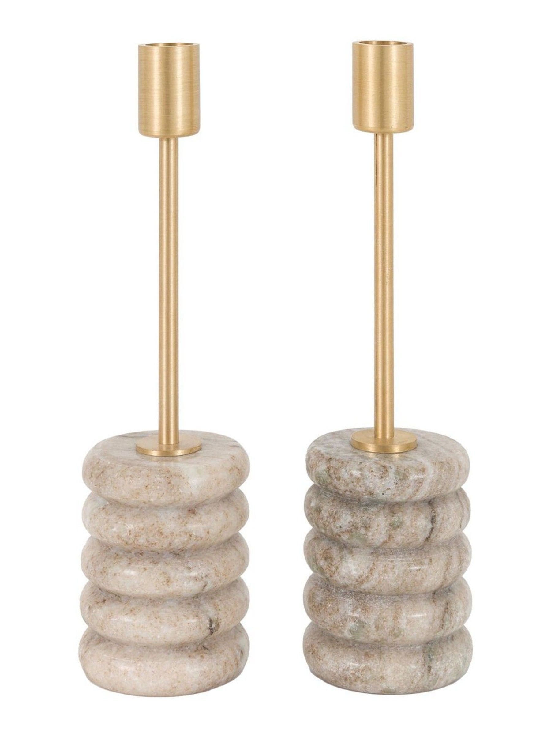 Gallery Home Set of 2 Natural Marble Candle Sticks