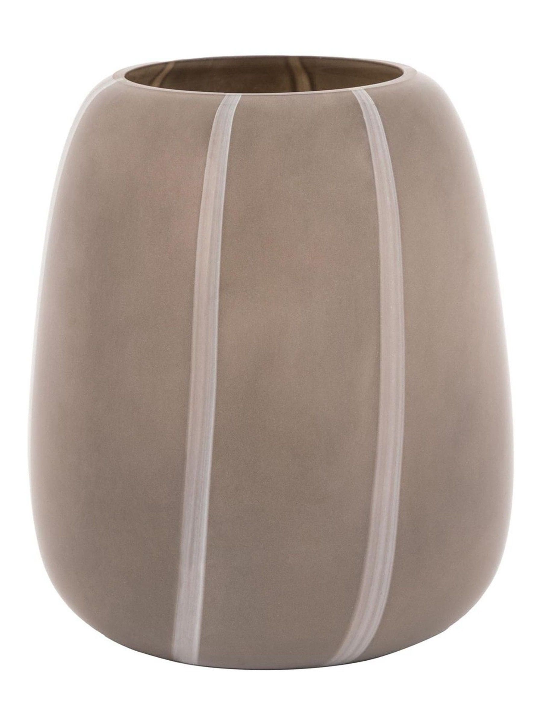 Gallery Home taupe striped glass vase 22cm, UK version