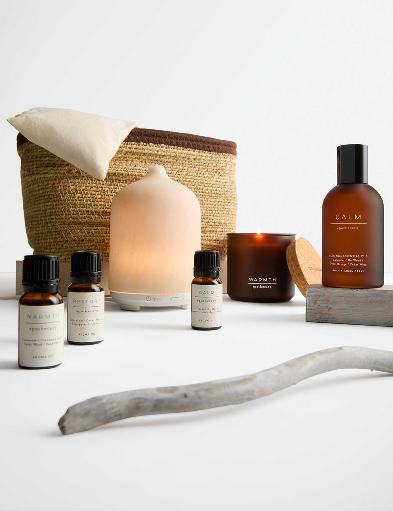 Apothecary Wellbeing Gift Set with diffuser and aroma oils (British brand)