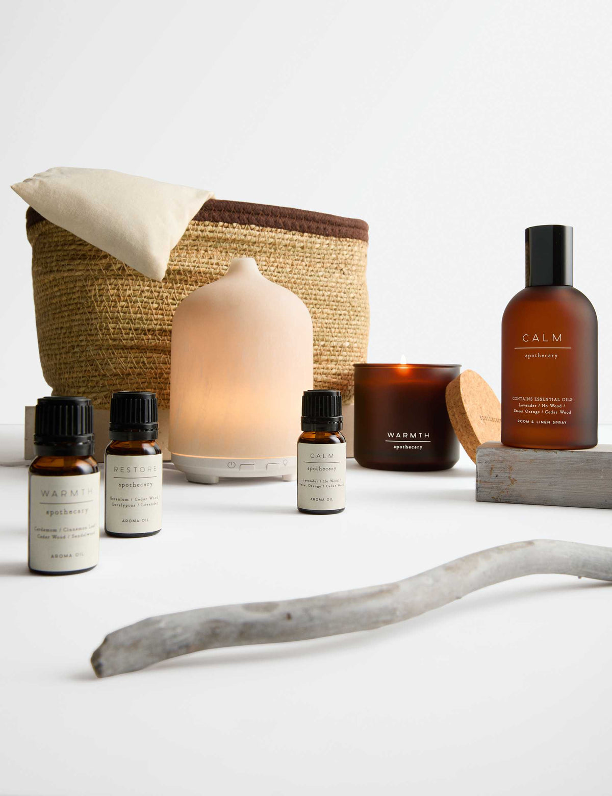 Apothecary Wellbeing Gift Set with diffuser and aroma oils (British brand)