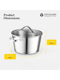 GOOD FOOD Casserole Pan with Tempered Glass Lid 24cm, UK version