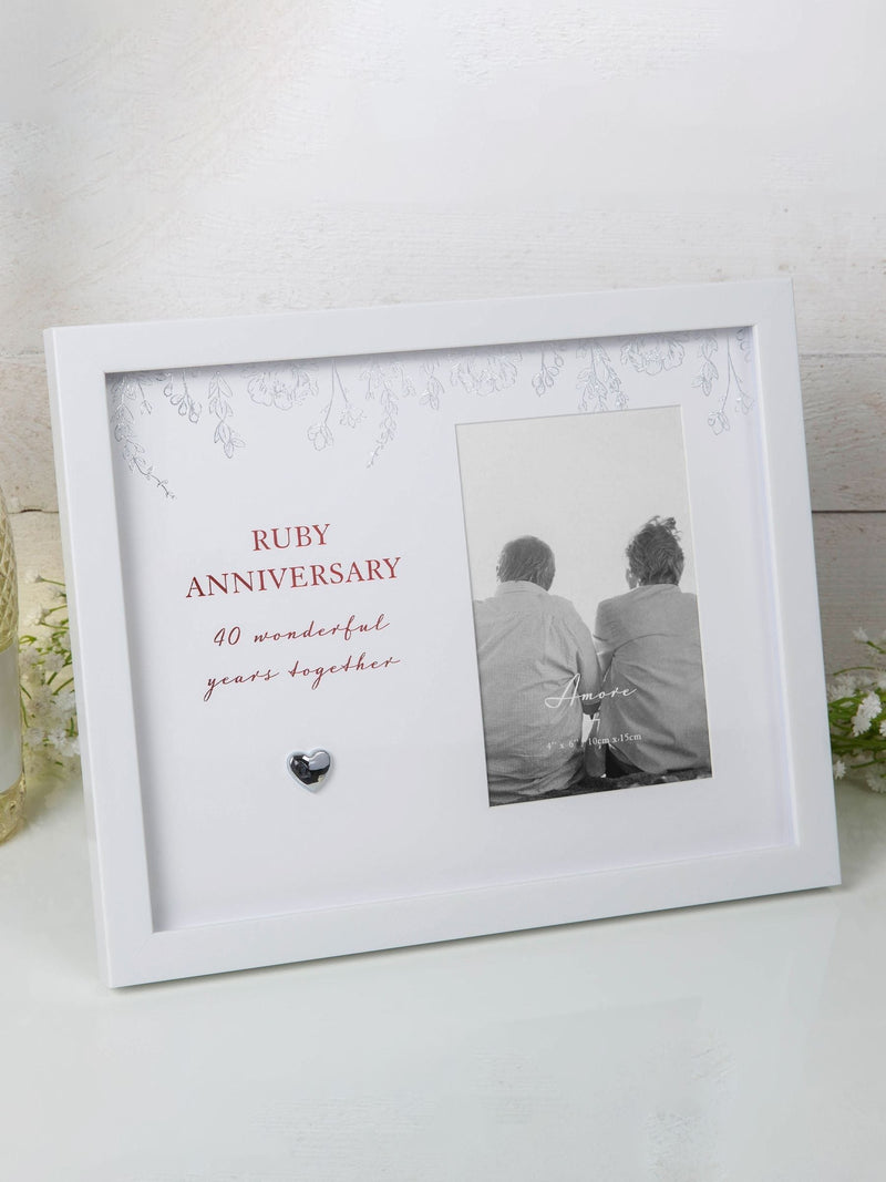 Widdop white amore ruby anniversary photo frame 4x6 (British brand)