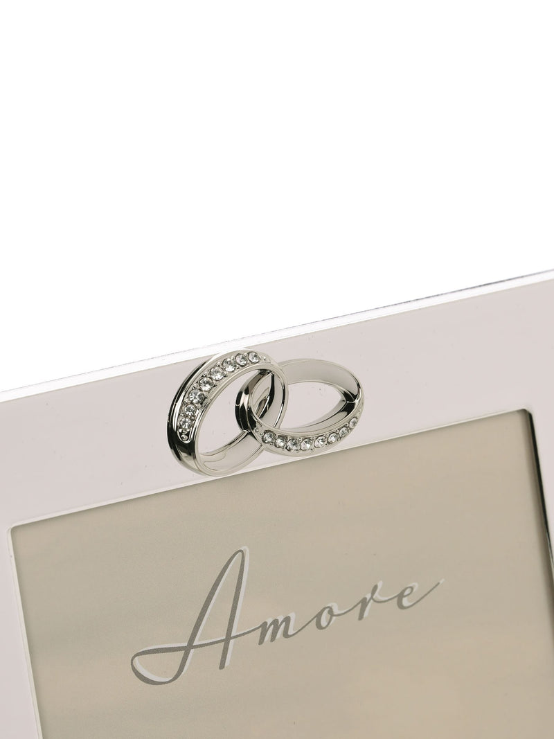 Amore by Juliana silver wedding photo frame with crystal rings 5x7 inch (British brand)