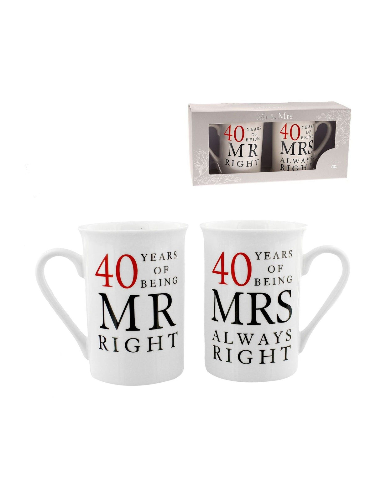 Amore by Juliana ivory 40 years anniversary ceramic mugs gift set 10.5cm (British brand)