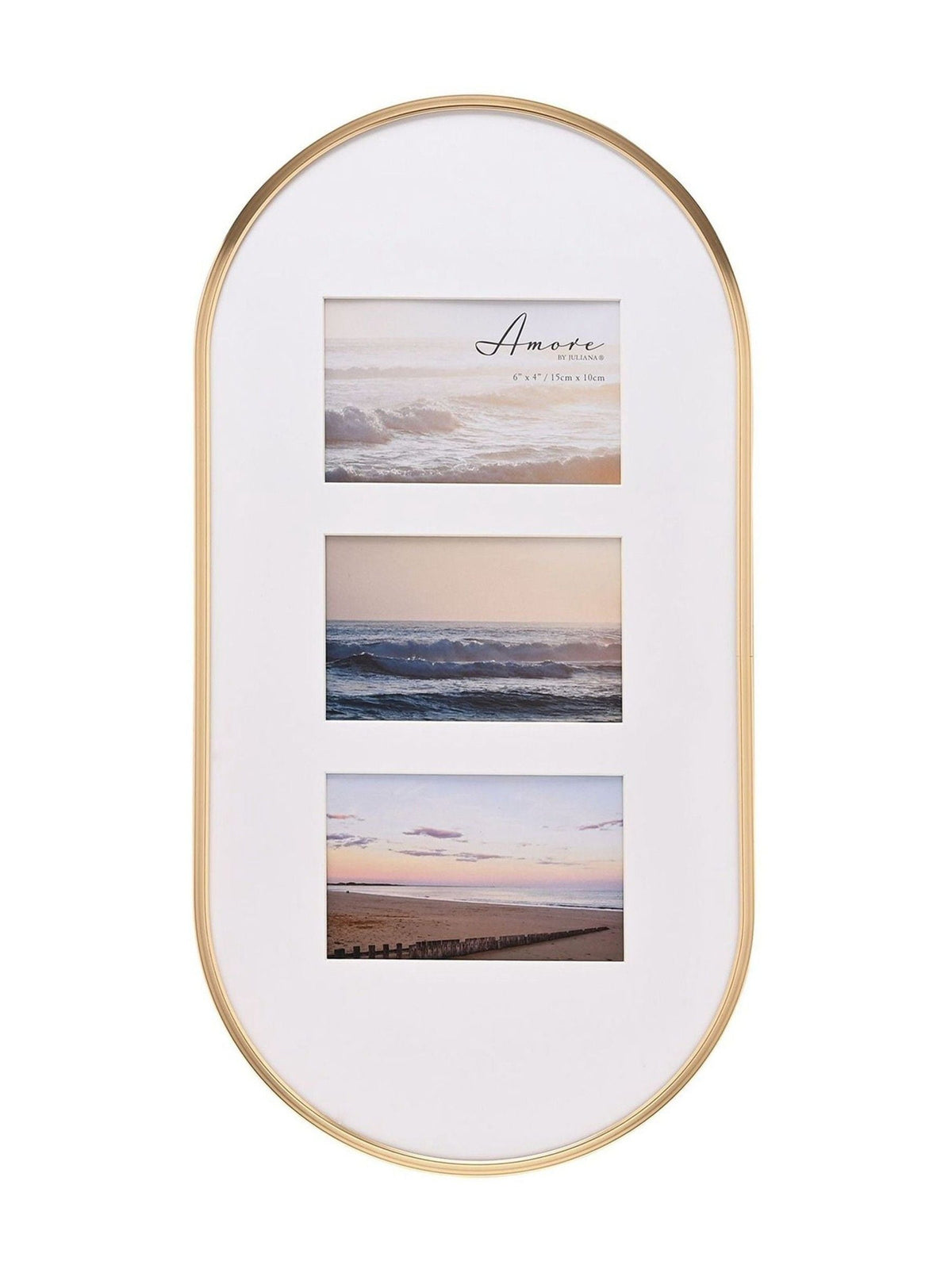 Widdop Gold Oval Collage Frame Holds 3 Photos - 6 x 4