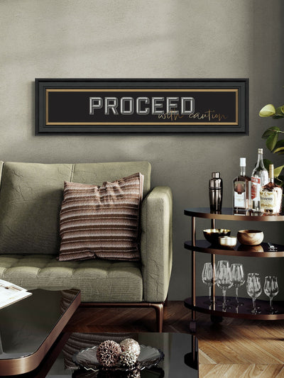 Artko Black Proceed with Caution Framed Art