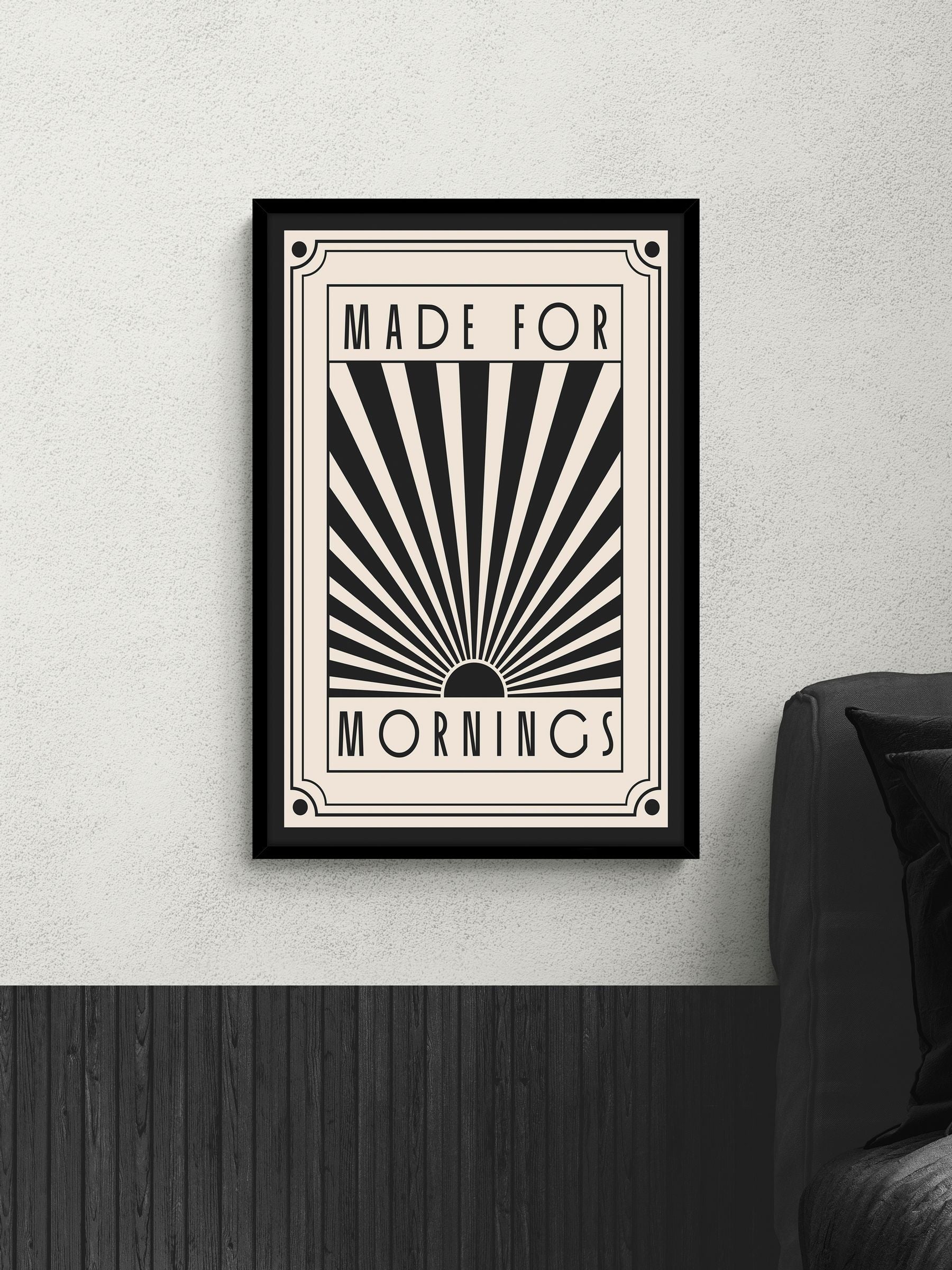 Artko black made for mornings framed art 62cm x 42cm - British product
