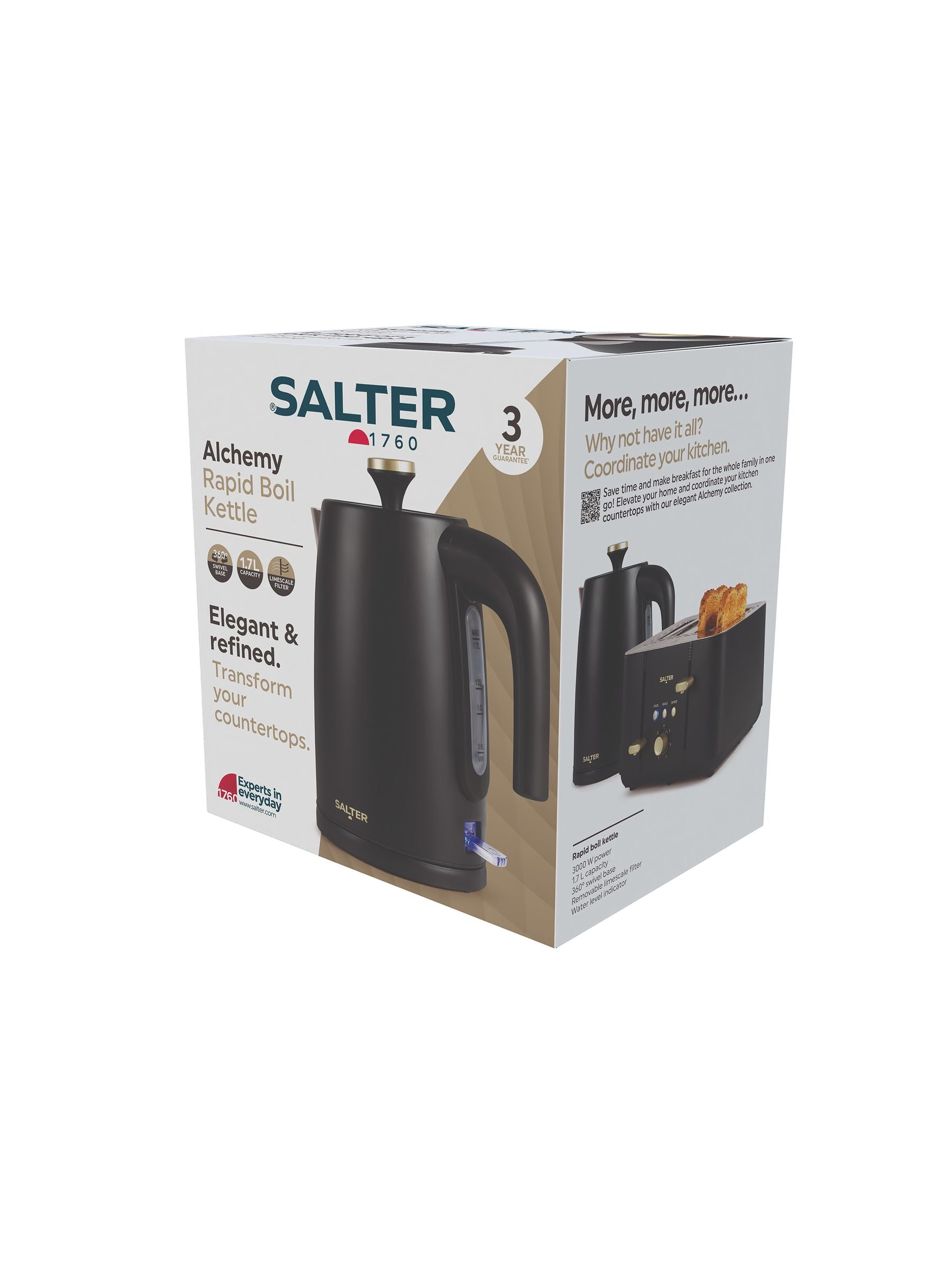 Salter Black Alchemy Rapid Boil Kettle 1.7L (British brand)