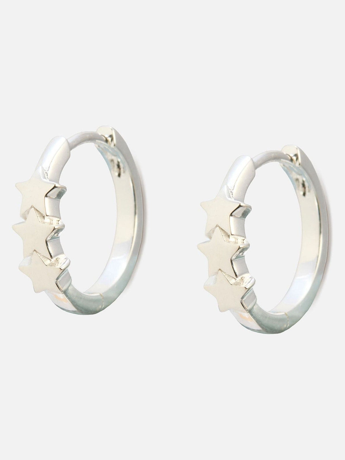 Oliver Bonas Tiny Triple Star Huggie Earrings, imported from the UK