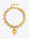 Mood Silver Plated Ridged Heart Bracelet