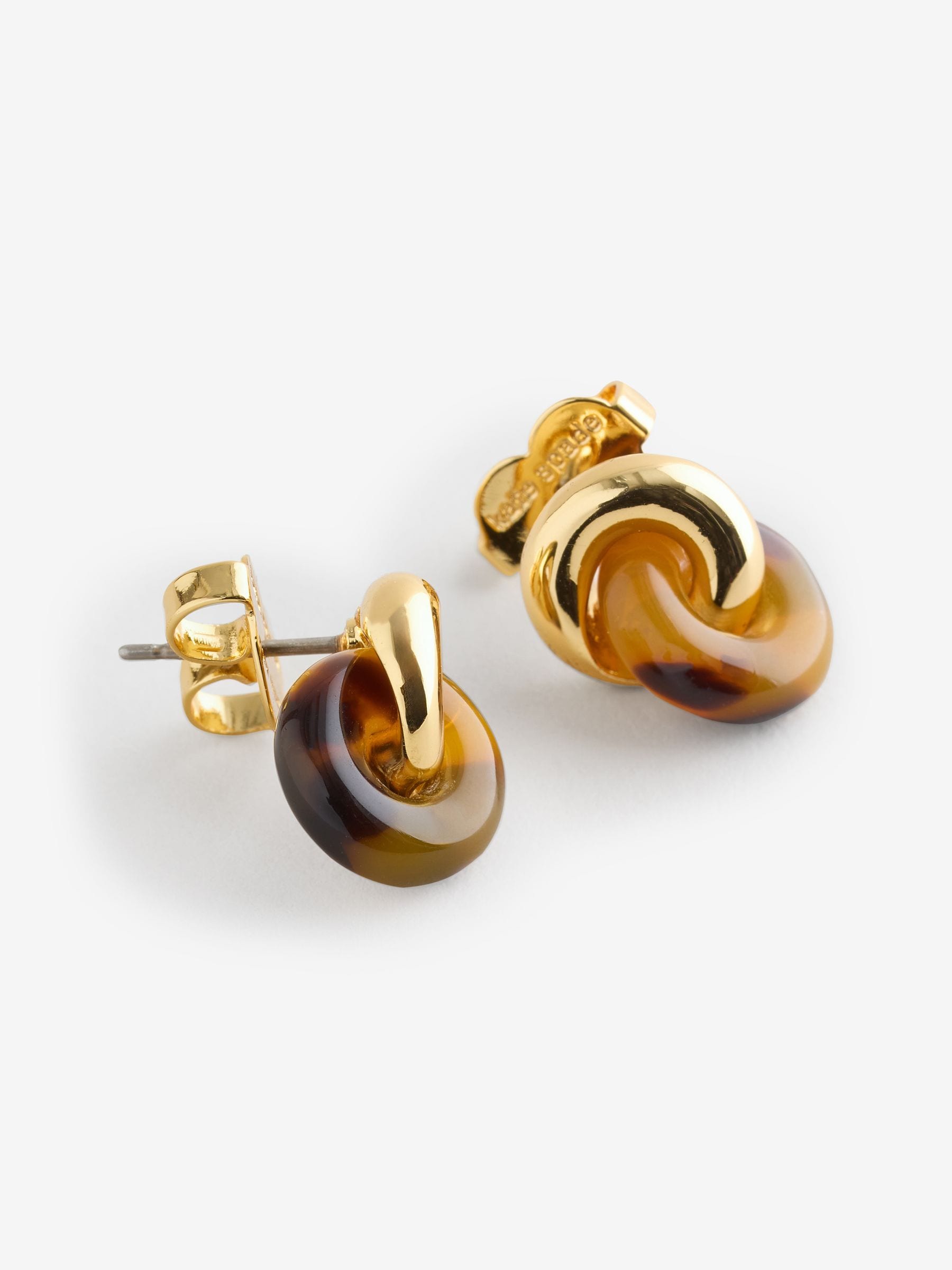 Brown Interlocking Link Stud Earrings
