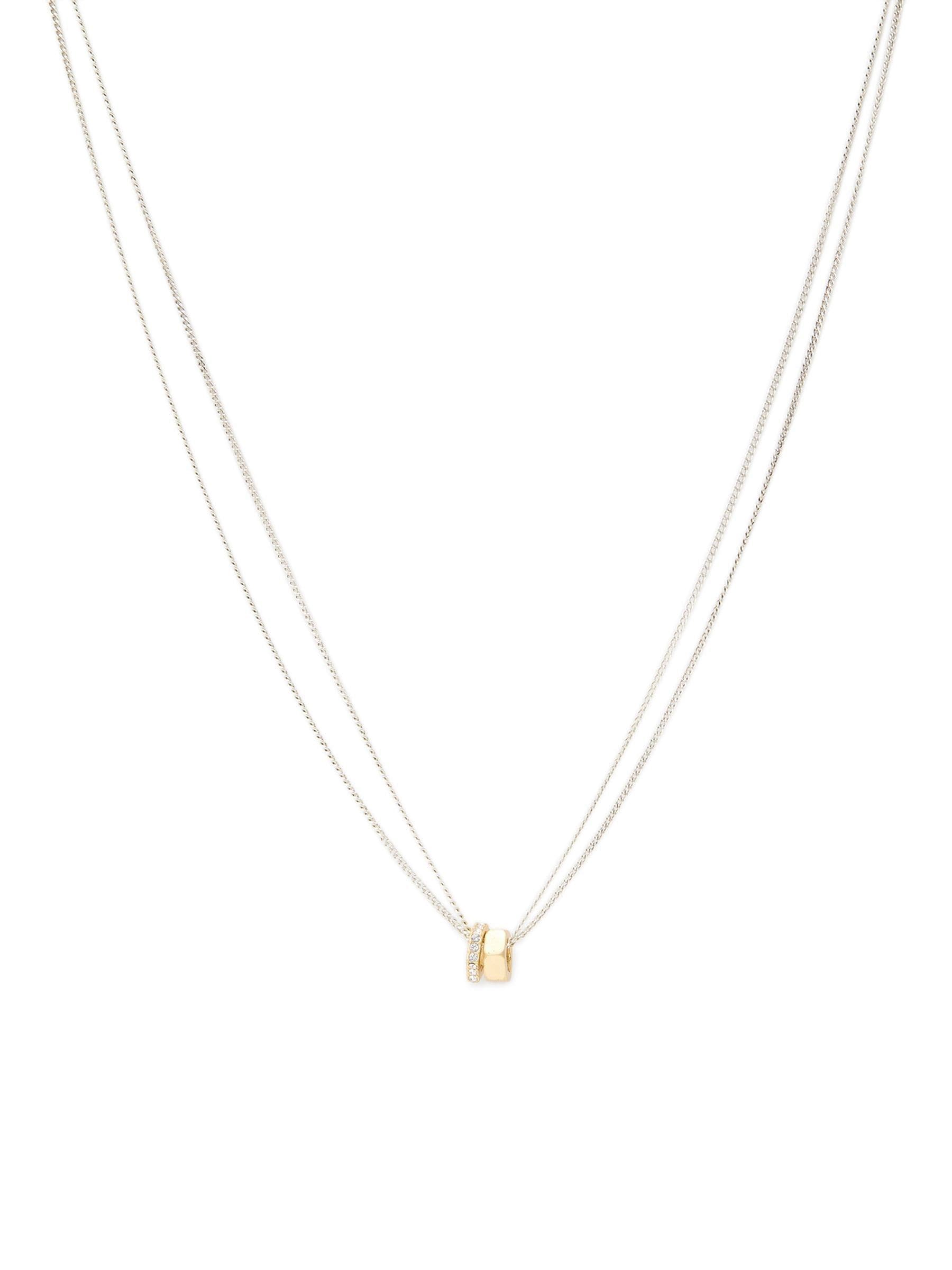 AllSaints Gold Tone Signature Hexagon Bolt Pendant Necklace