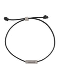 Silver Tone Hexagon Bar Leather Cord Friendship Bracelet