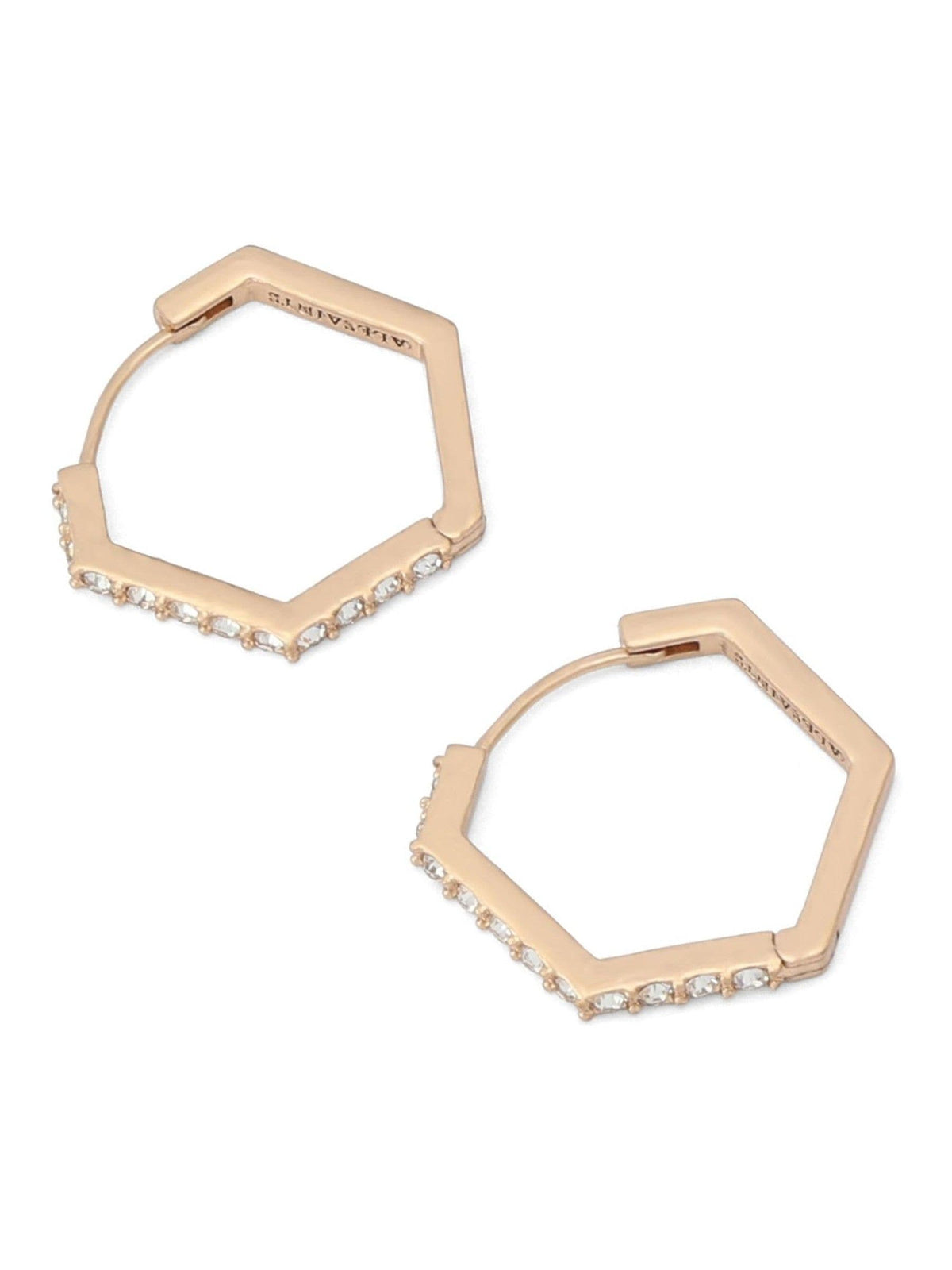 AllSaints Gold Crystal Hexagon Hoop Earrings