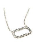AllSaints silver tone stone hexagon pendant necklace 406mm - British product