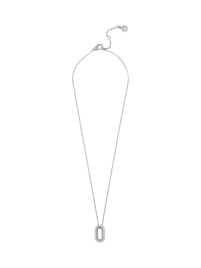 Oval Link Pendant Necklace with Pearls and Stones, Adjustable Lobster Clasp