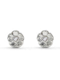 COACH Silver Signature Tea Rose Stud Earrings