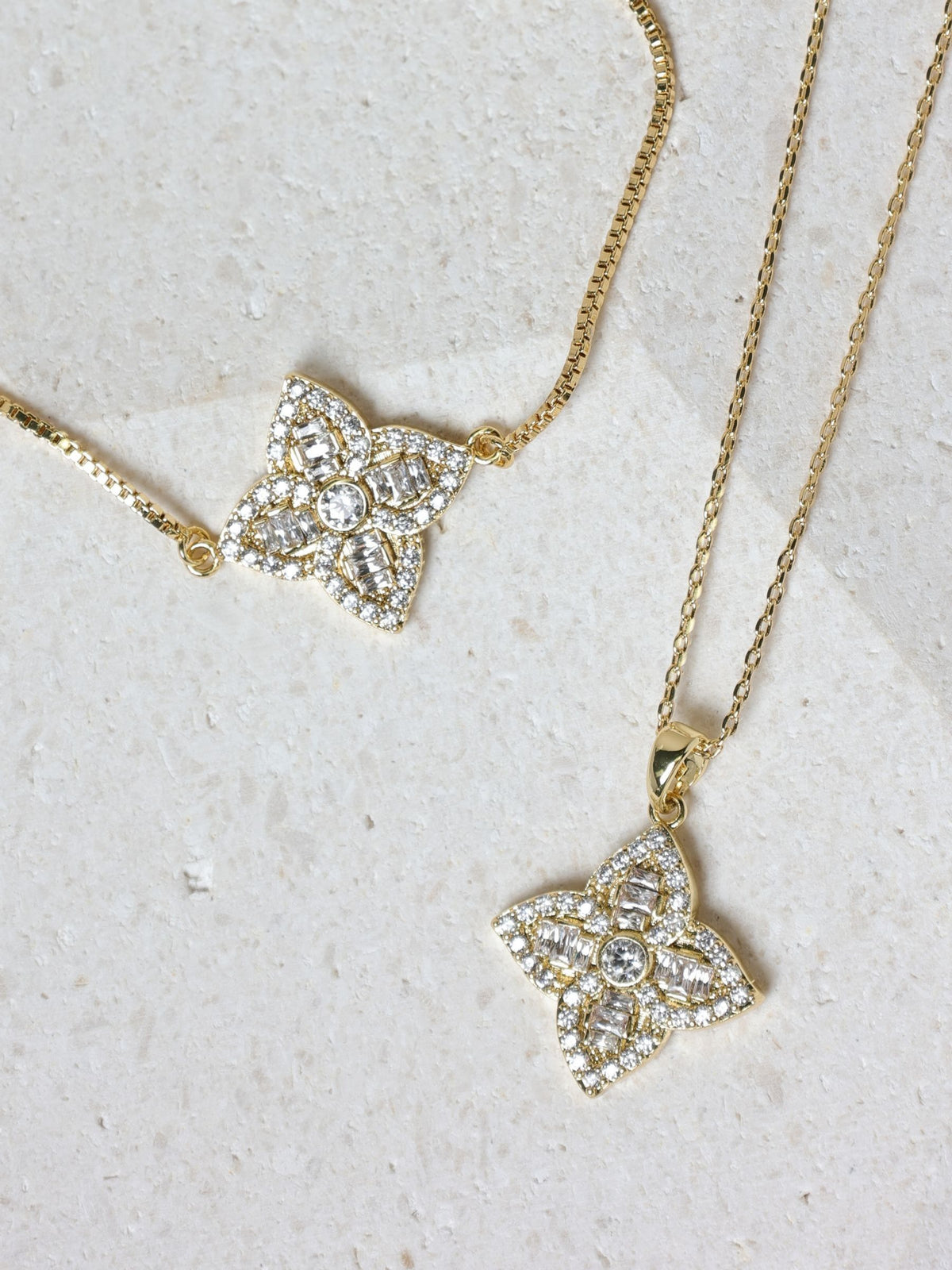 Jon Richard Gold Tone Crystal Clover Necklace