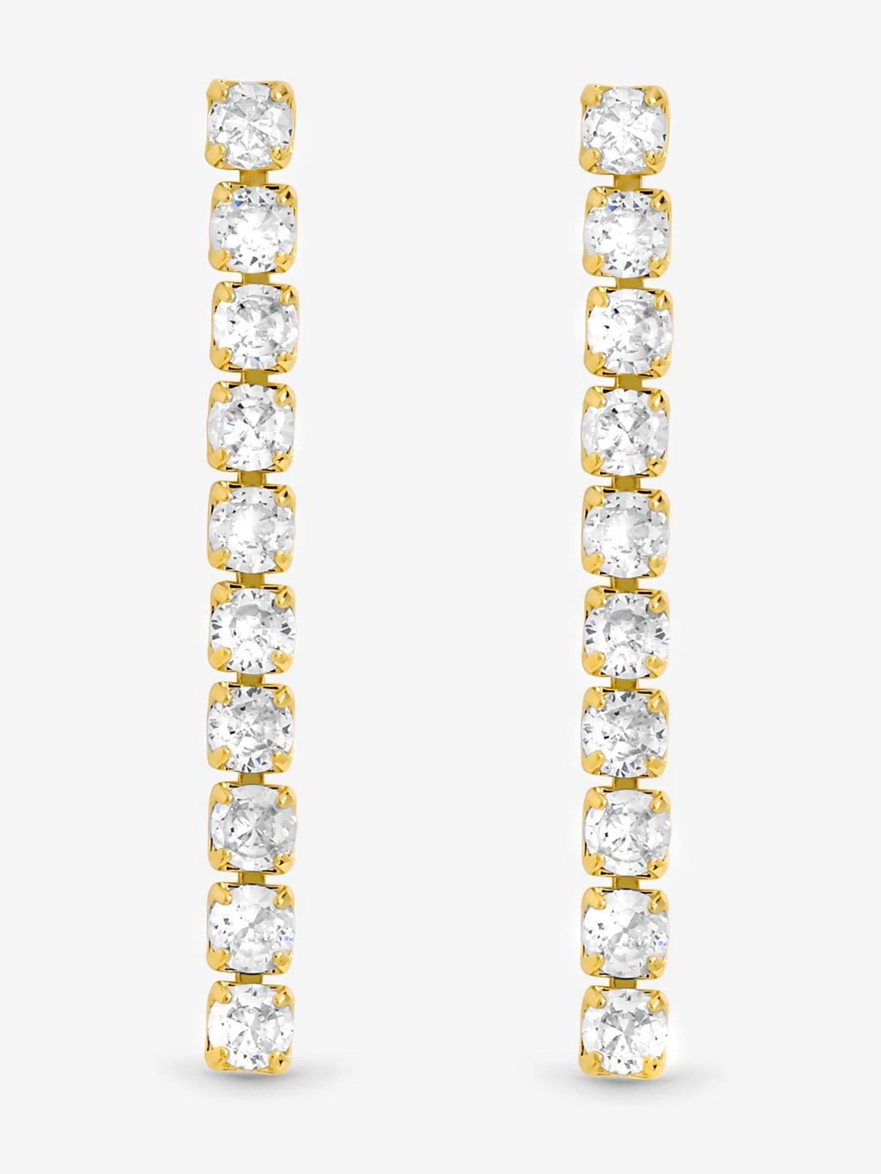 Jon Richard gold cubic zirconia round tennis earrings, UK version