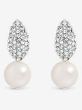 Jon Richard Silver Tone Pave Pearl Effect Drop Earrings
