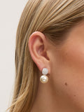 Jon Richard Silver Tone Pave Pearl Effect Drop Earrings