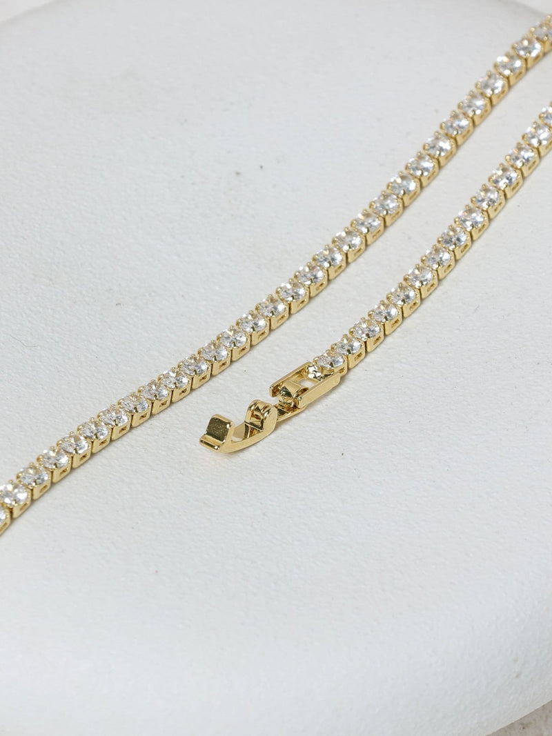 Jon Richard gold tone cubic zirconia tennis necklace 16 inch, UK version