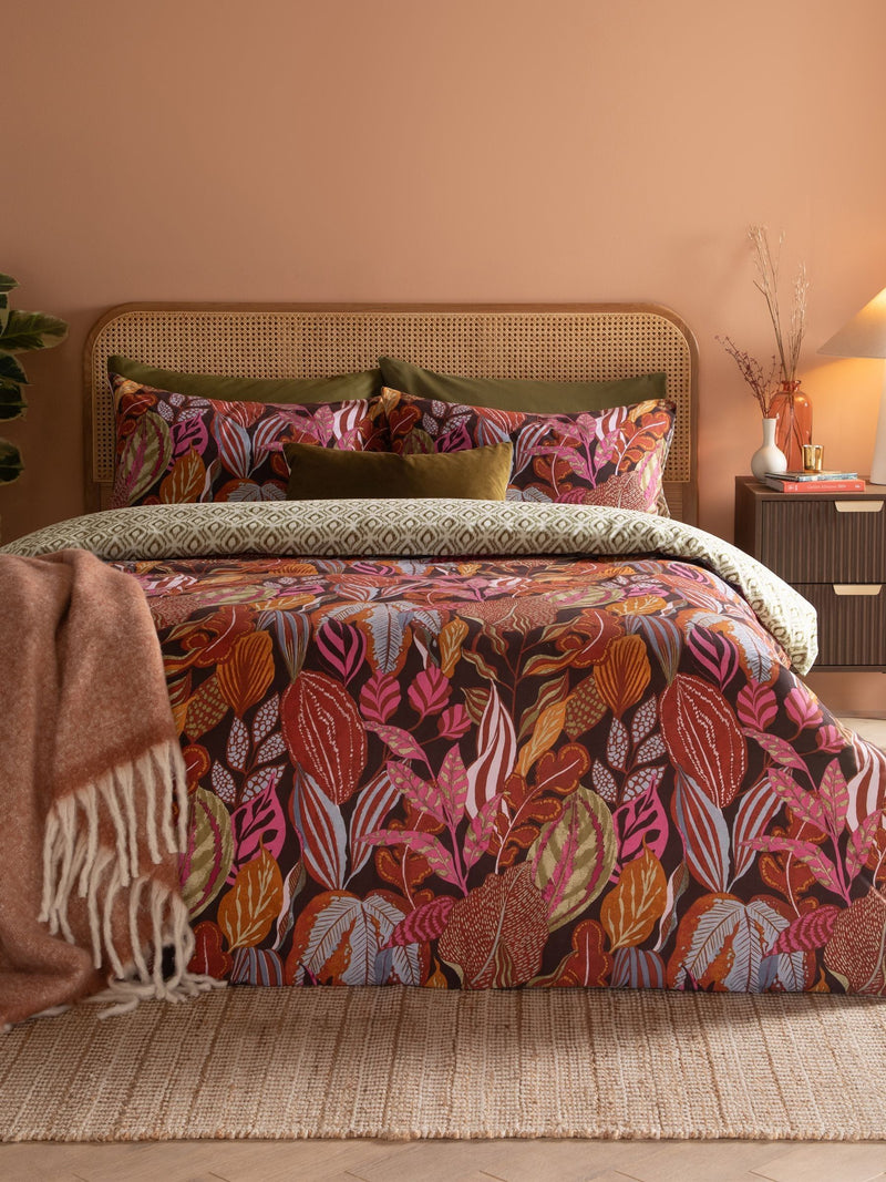 Copper glow Utopia reversible duvet cover and pillowcase set - British product