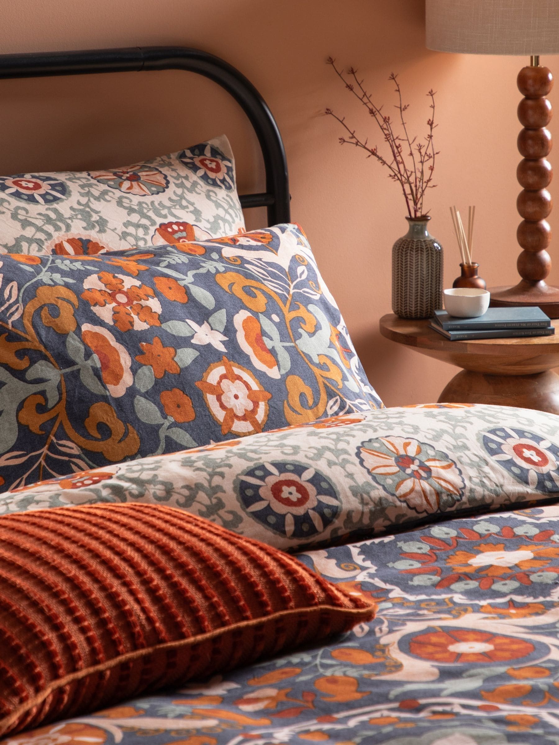 Furn denim blue Kinfolk reversible duvet cover and pillowcase set - British product