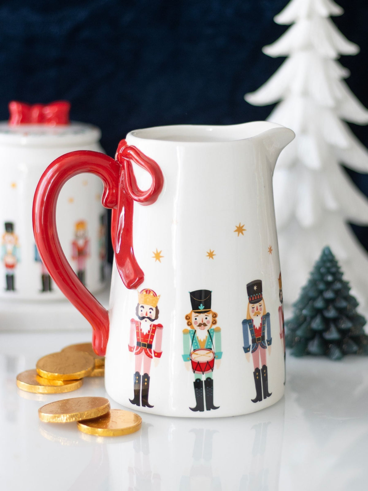 Something Different White Nutcracker Ceramic Flower Jug with Bow