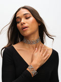 Mood Black Crystal Lattice Choker Necklace