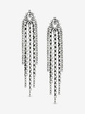 Hematite Crystal Multi-Strand Long Drop Earrings with Post Fastening 110mm