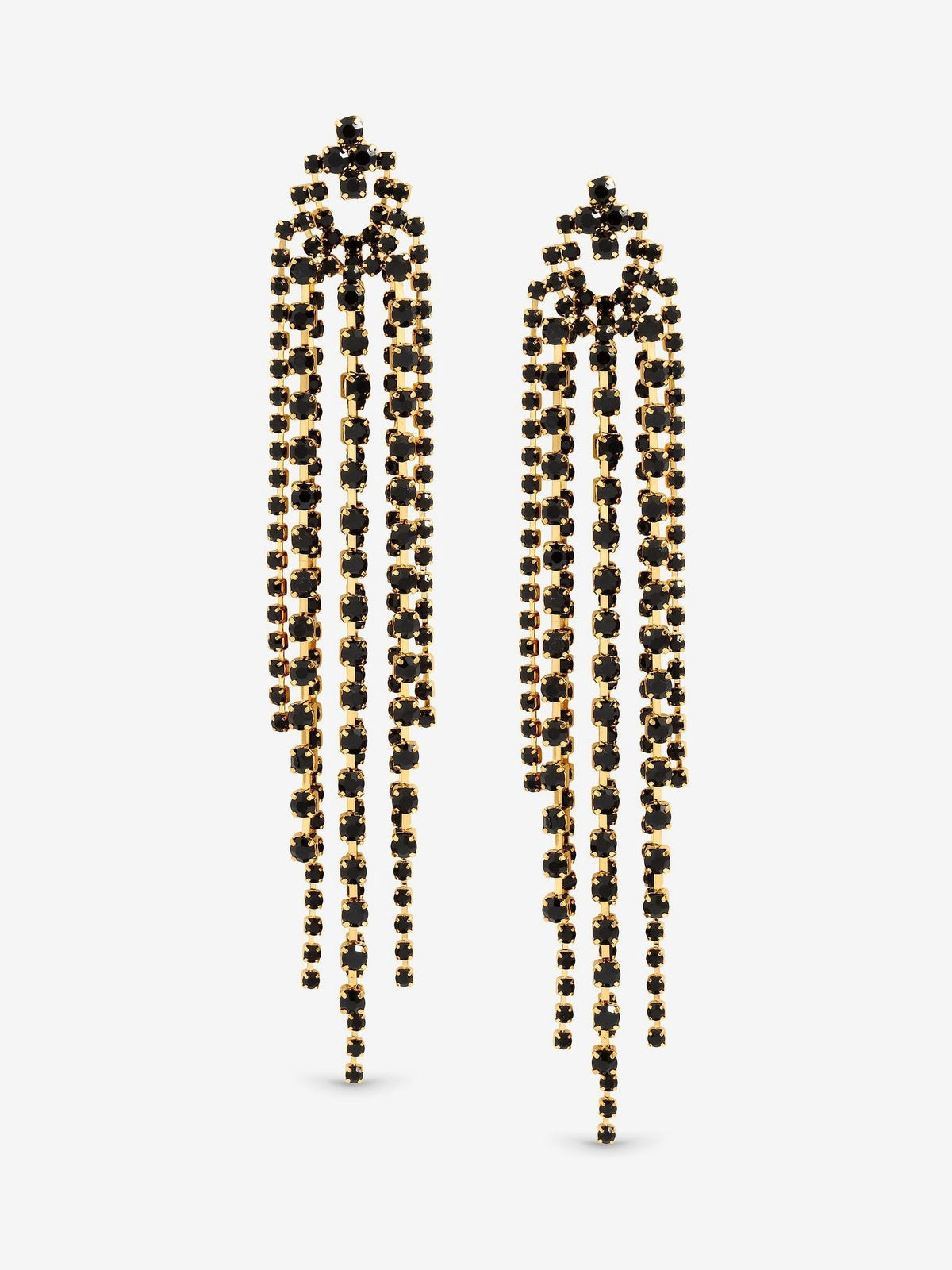 Multi Strand Crystal Drop Earrings with Post and Bullet Back, 100mm Length