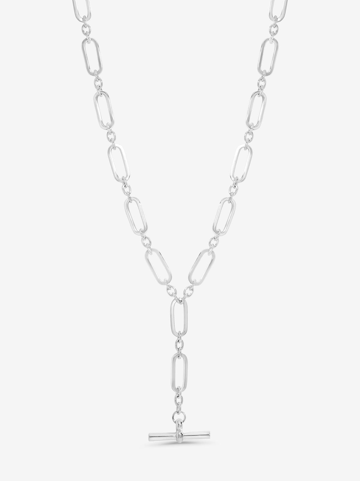 Mood Silver Tone Polished T Bar Necklace