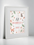 Personalised On The Day You Were Born Woodland Framed Print by Jonnys Sister