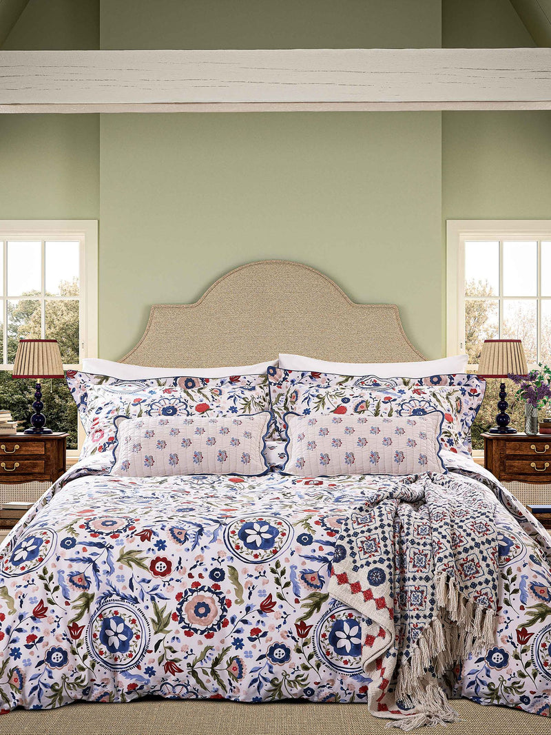 Joules Navy Multi Festival Flowers duvet cover and pillowcase set, UK version