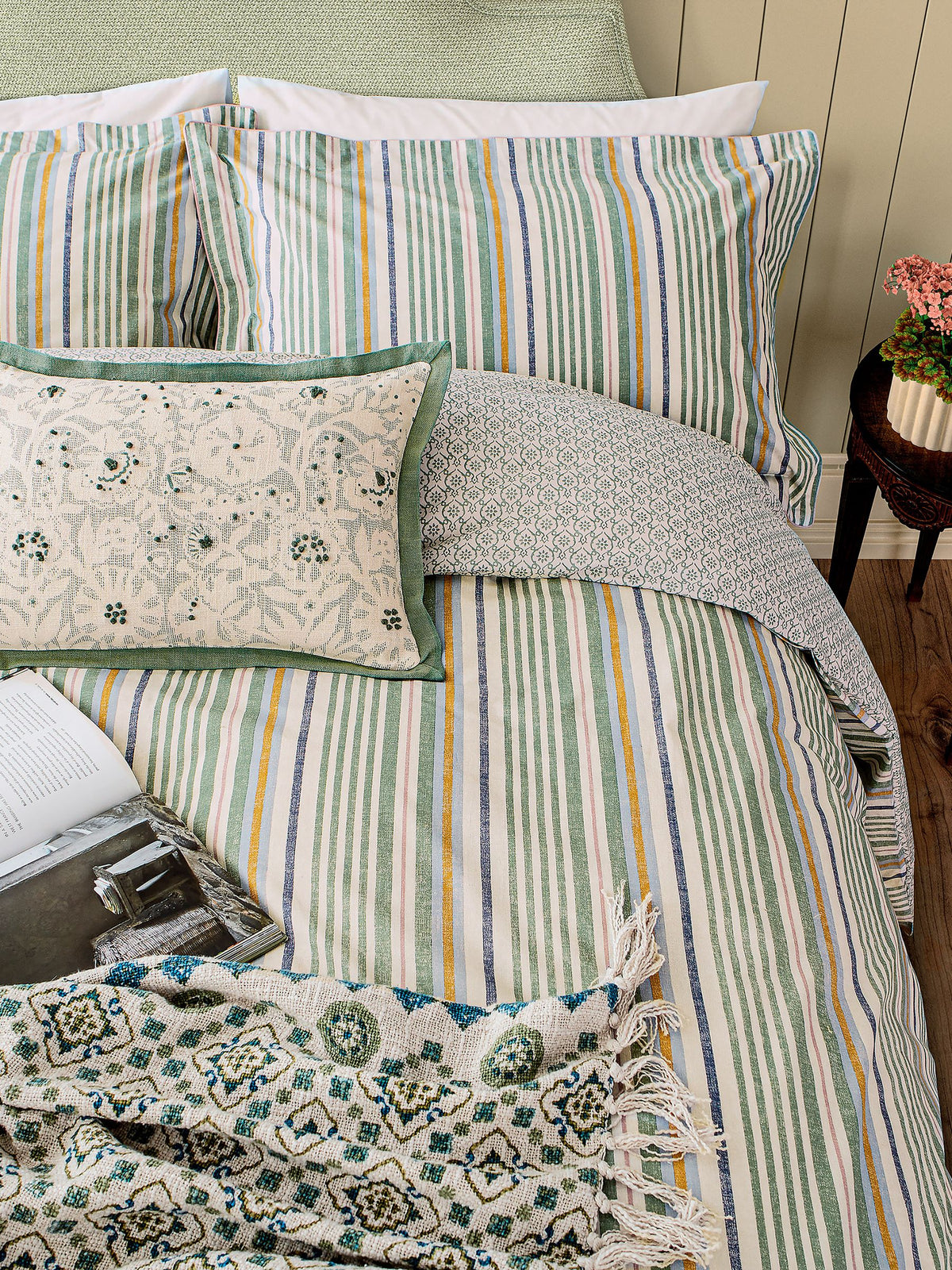 Joules Green Country Tiles Bed Set