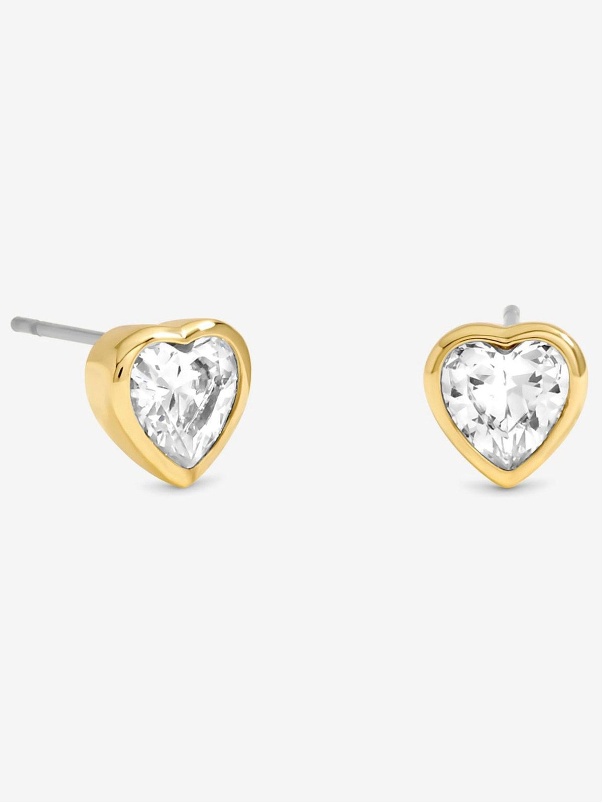 Gold Plated Crystal Heart Stud Earrings 7mm