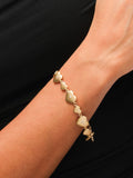 Gold Plated Brushed Heart and Crystal Bracelet with Lobster Clasp, 178mm Length