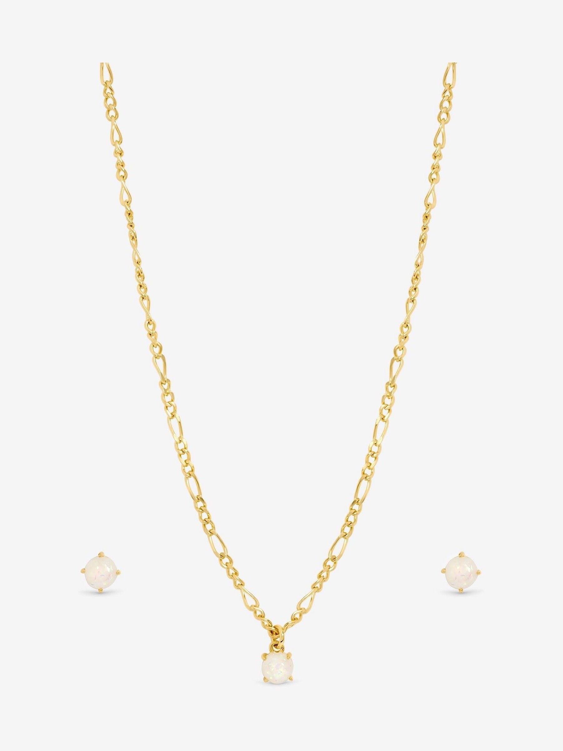 Inicio gold tone opal stone pendant set gift box, UK version
