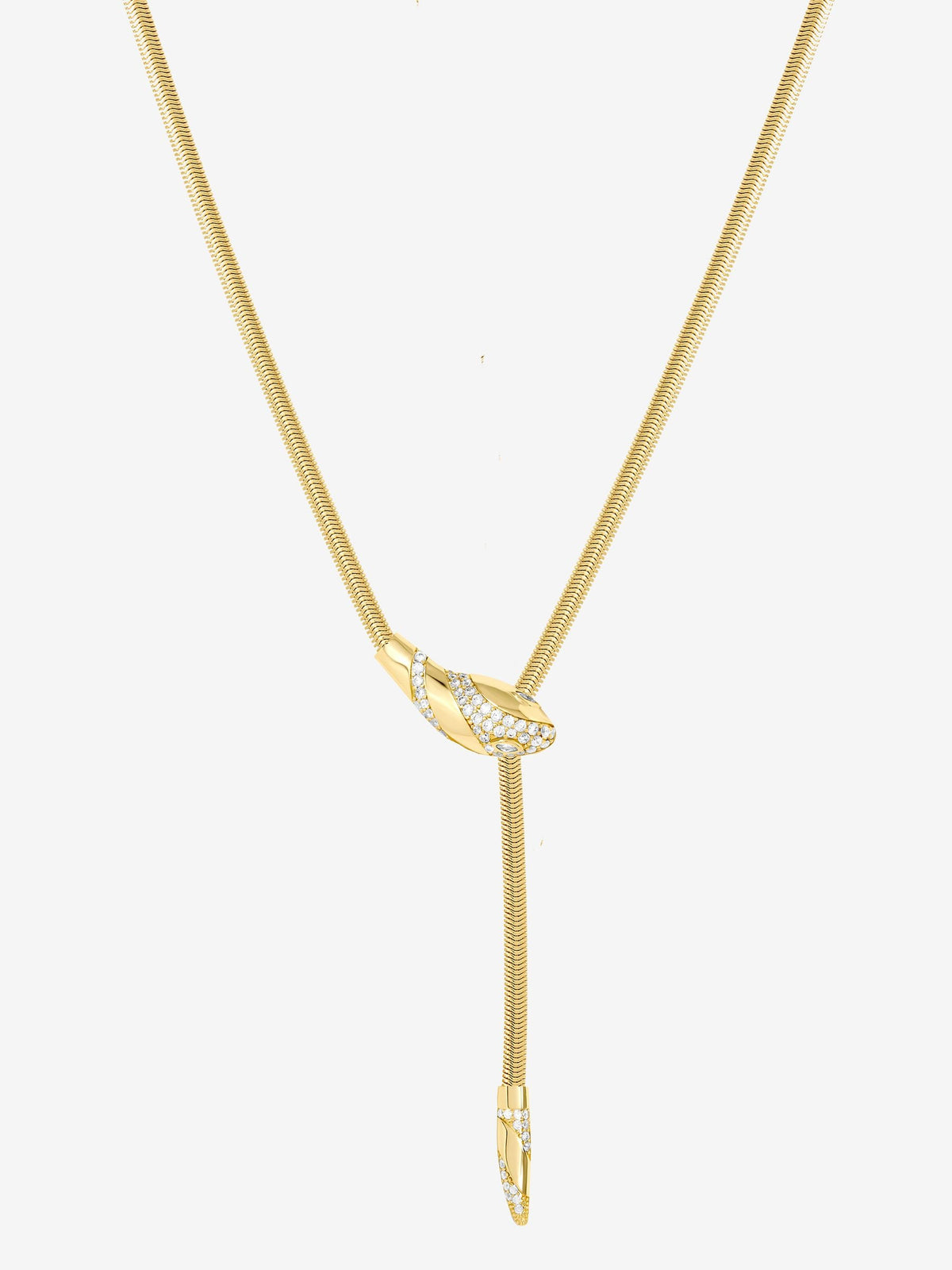 Gold Plated Crystal Snake Necklace with Lobster Clasp, 21-inch Chain