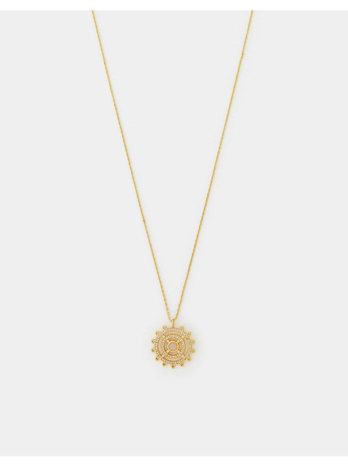 14 Carat Gold-Plated Sun Beam Pendant Necklace with Delicate Chain and Diamanté