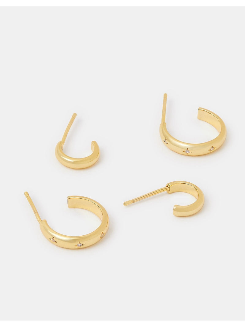 Accessorize gold-plated star hoop earrings 2-pack - British product